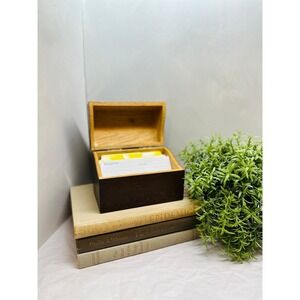 Vintage Hedberg Oak Recipe Box 5.75x3.25x4